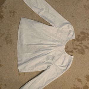 White long sleeve top, ties in back